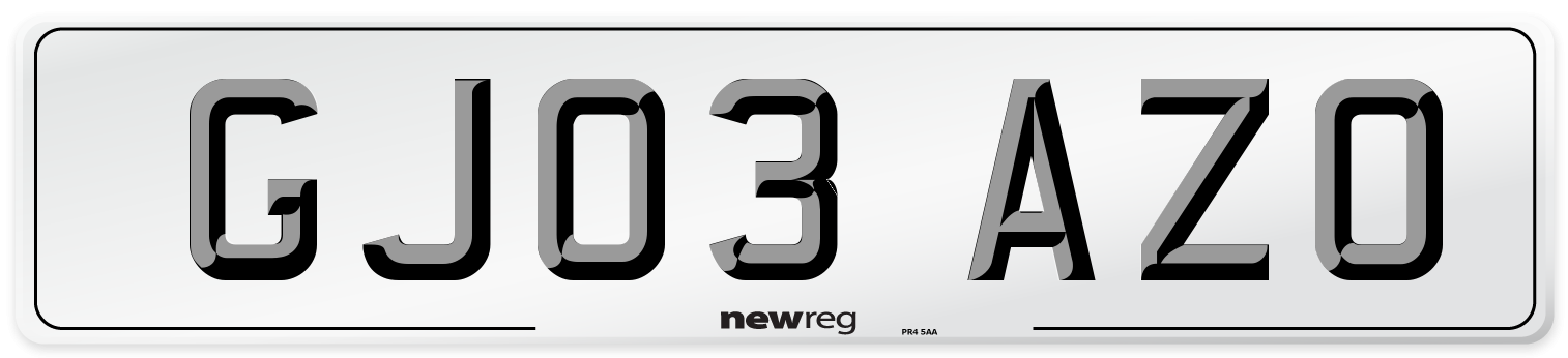 GJ03 AZO Number Plate from New Reg